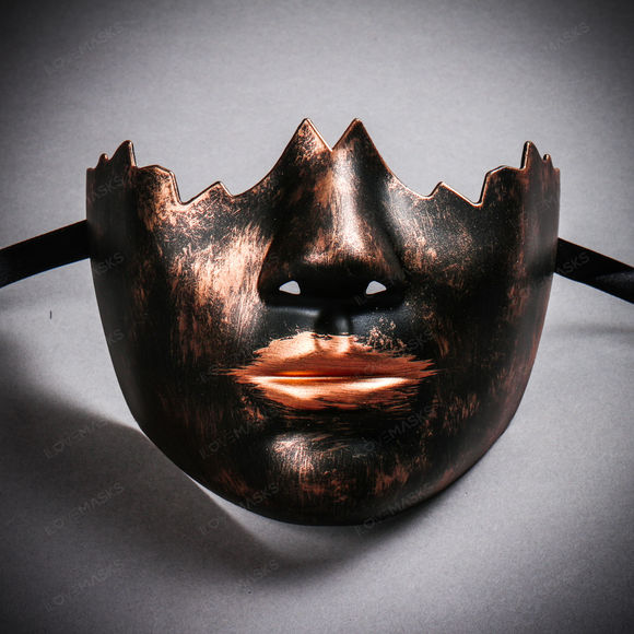 Unpainted Lower Half Face Costume Masks Masquerade - Black Copper - Picture 1 of 4